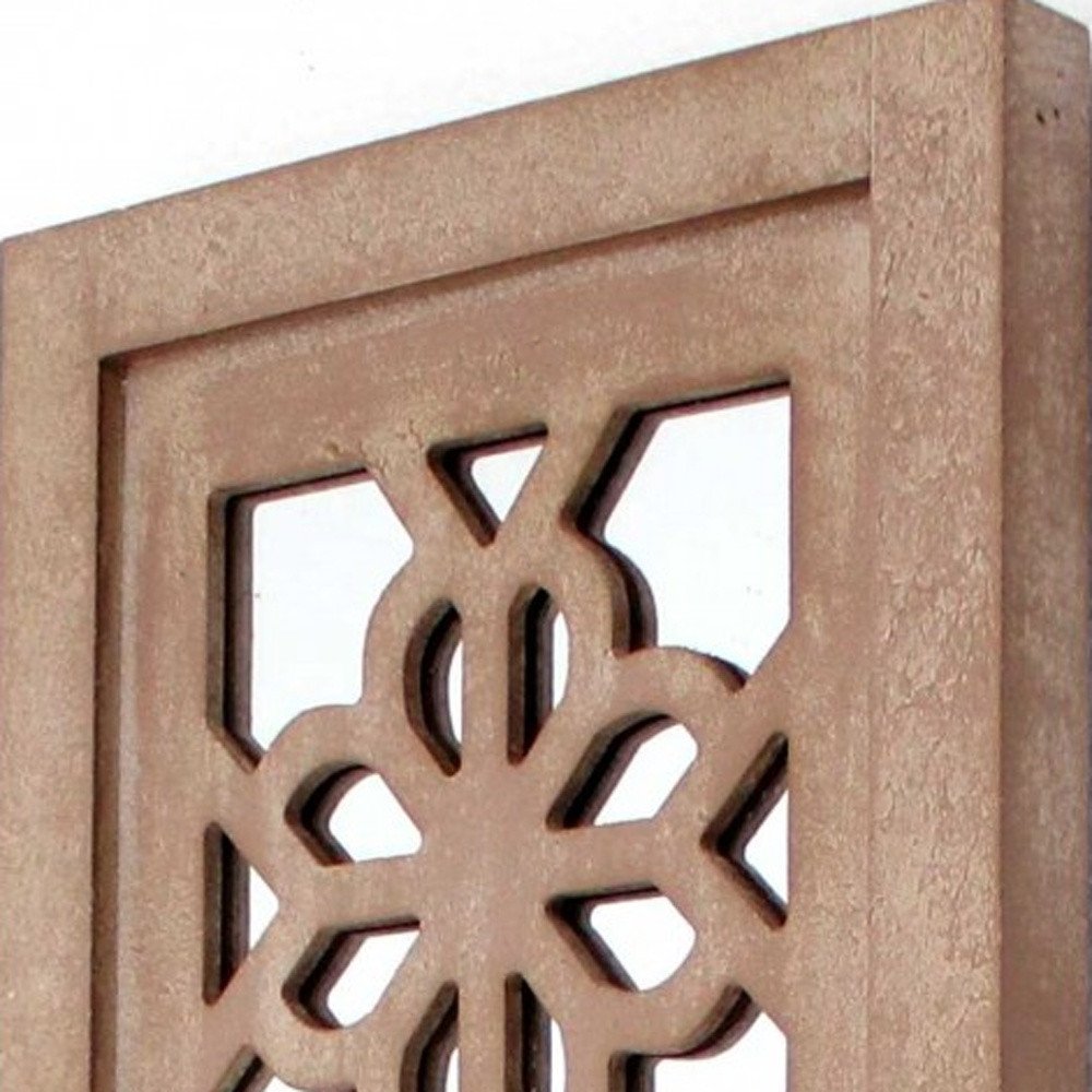 Set of Two Tan Lattice Wall Sconce Candle Holders Warm Home View