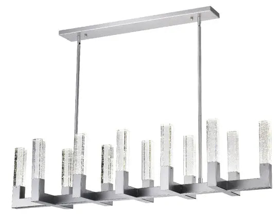 12 Light Rectangular Crystal Dianyi LED Chandelier // Silver Warm Home View