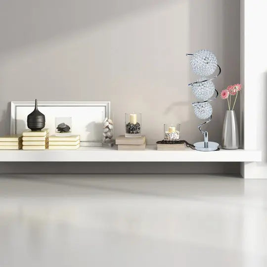 Vertical Crystal Sphere Table Lamp // 3 Light Warm Home View