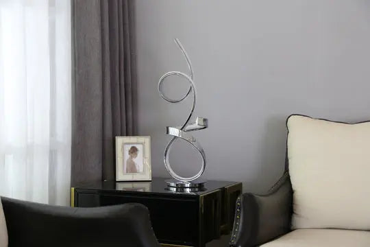 Amsterdam Chrome Table Lamp - LED Strip & Touch Dimmer Warm Home View