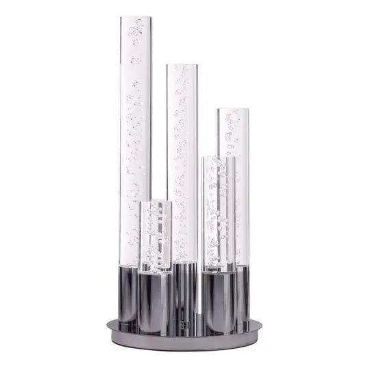 Acrylic Cylinder Dimmable Table Lamp, 5 Light Chrome Warm Home View