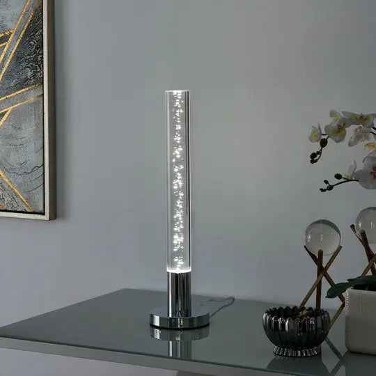 Acrylic Cylinder Table Lamp // 1 Light with Touch Switch Warm Home View