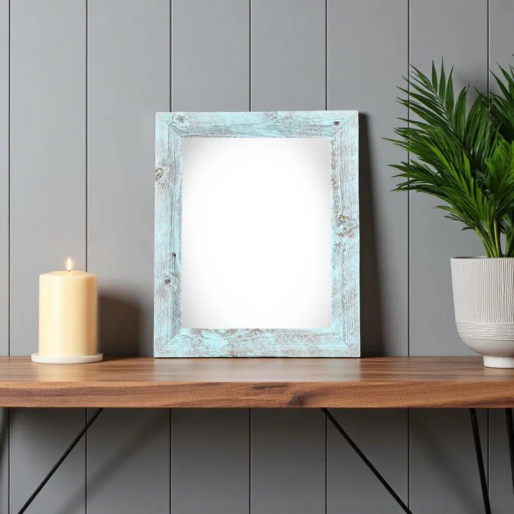 8" x 10" Blue Solid Wood Tabletop Picture Frame Warm Home View