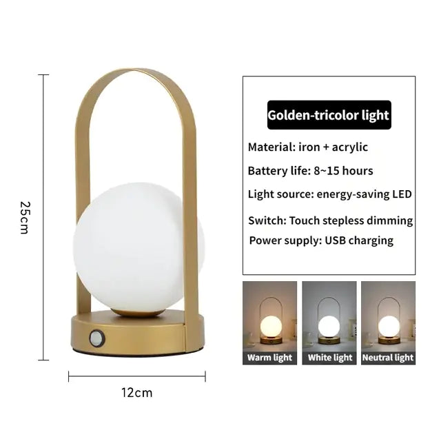 Dimmable Portable Wireless Metal Table Lamp