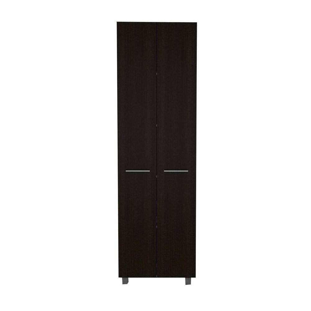 79" Modern Black Pantry Cabinet with Two Doors and Five Shelves Warm Home View