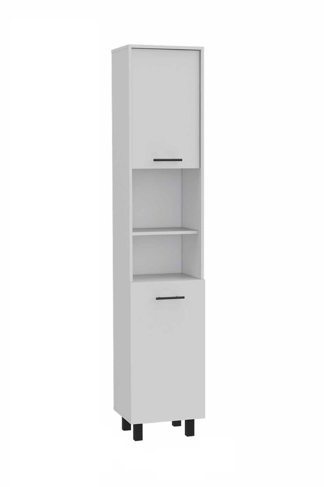 78" Modern White Pantry Cabinet with Five Shelves Warm Home View
