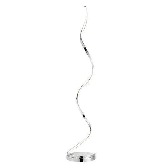 Modern Spiral LED 61" Chrome Floor Lamp // Dimmable Led Strip Warm Home View