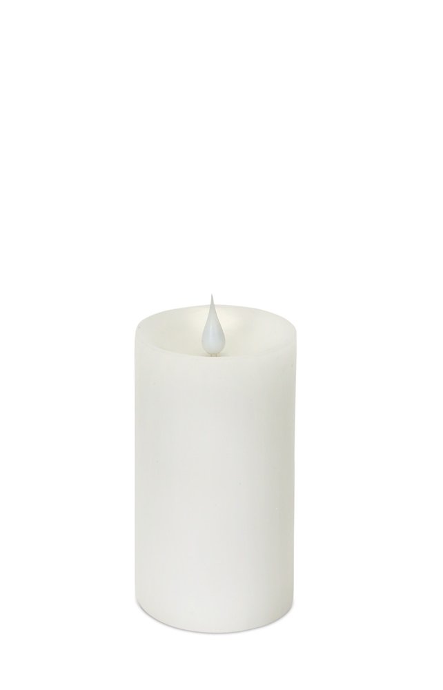 Set of Two White Flameless Pillar Candle Warm Home View