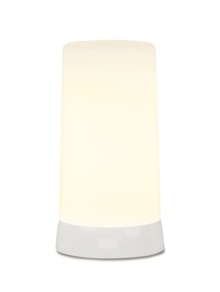 Set of Two White Flameless Pillar Candles Warm Home View