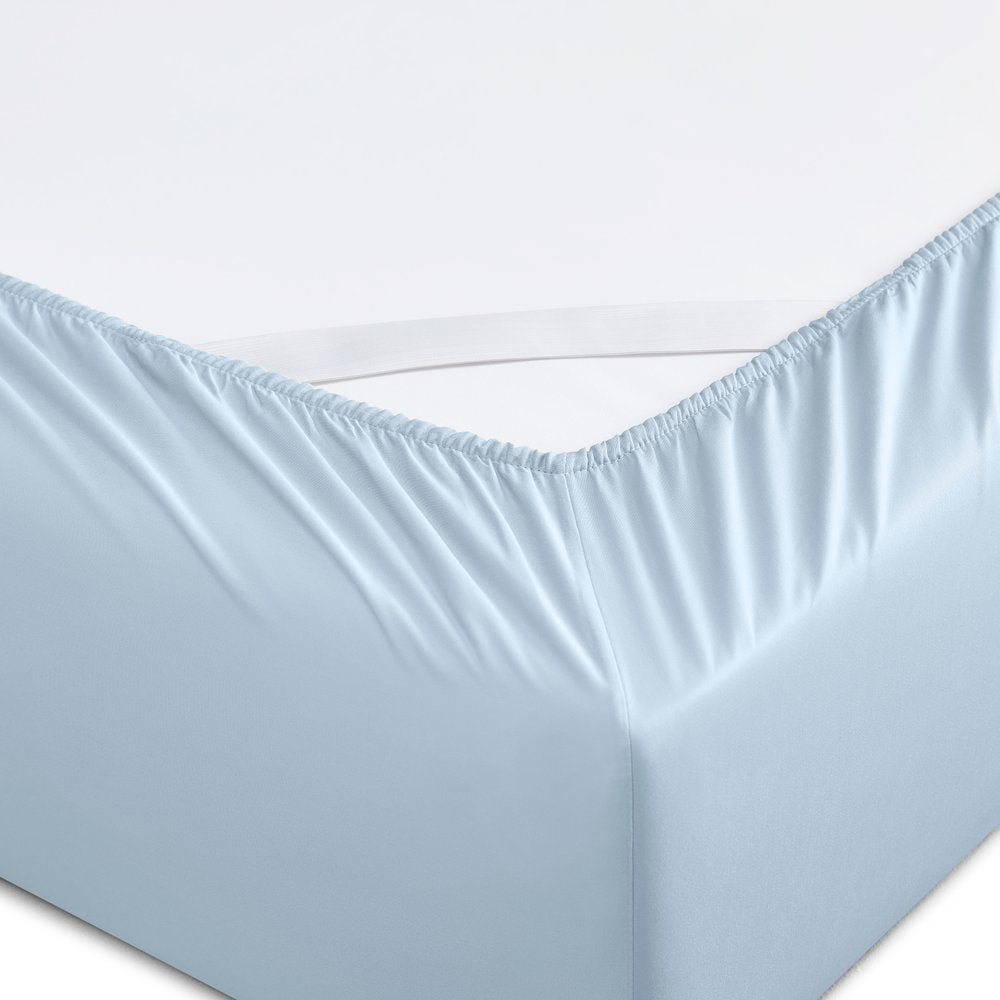 Six Piece Powder Blue Tencel Lyocell King Sheet Set Warm Home View