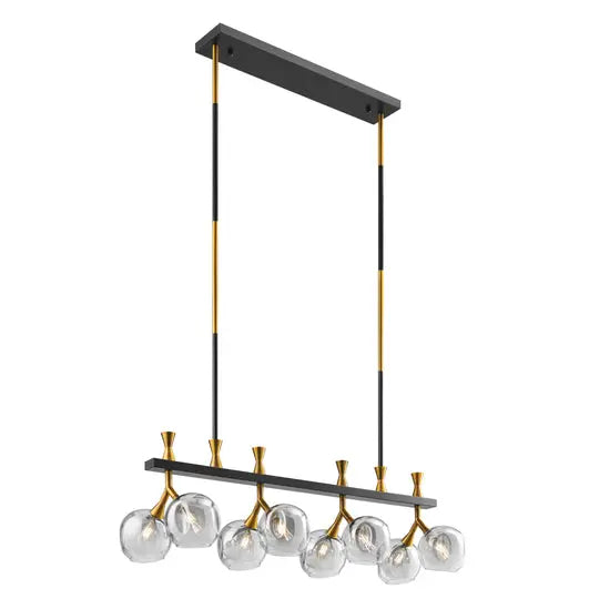 Sonder Rectangular Gold and Black Chandelier Warm Home View