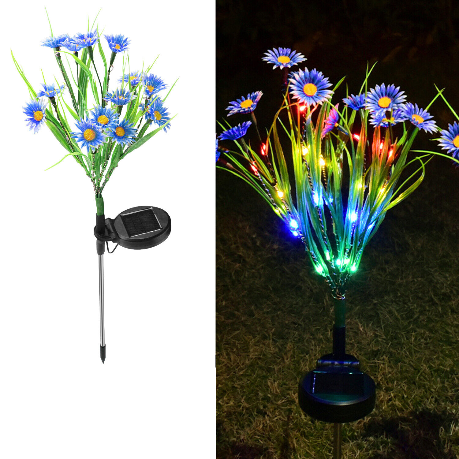 Solar Garden Stake Lights - LED Flower Waterproof, 1-Piece Warm Home View