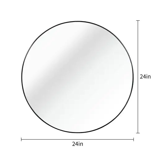 Black 24-Inch Round Metal Bathroom Mirror
