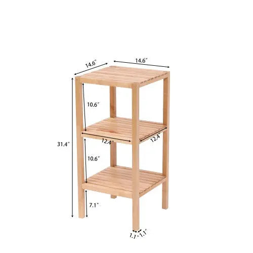 3-Tier Birch Bathroom Shelf, Narrow Shelving Unit, Multifunctional Storage Rack, Corner Rack, For Kitchen, Living Room, Bedroom, Entryway, Bathroom, Natural Warm Home View