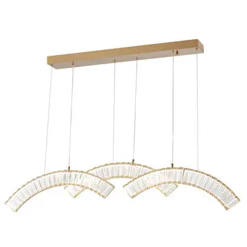 Sanford Brushed Gold Chandelier - 3 Lights Warm Home View