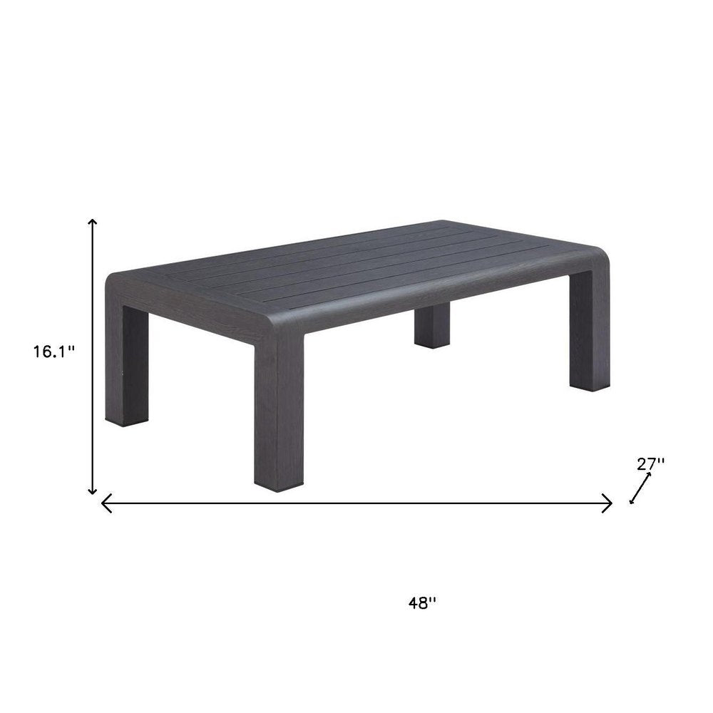 48" Black Aluminum Outdoor Coffee Table Warm Home View
