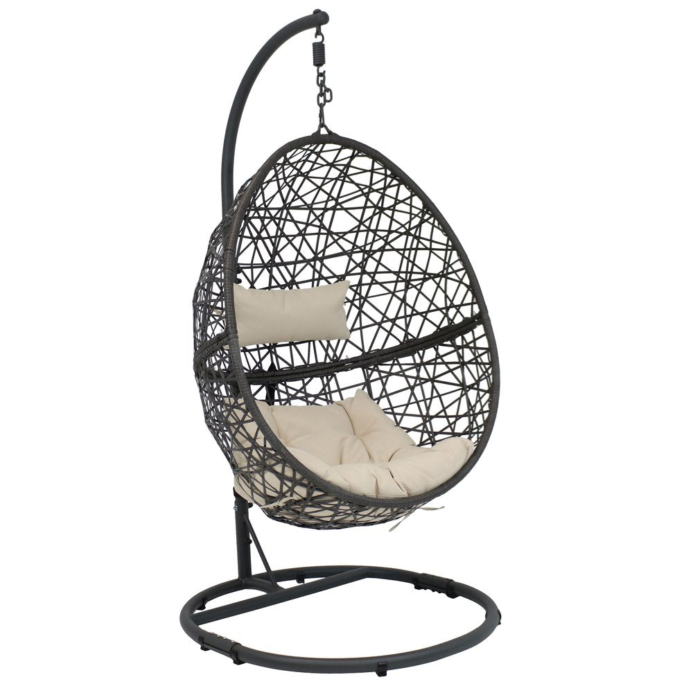 42" Beige Steel Outdoor Egg Chair Warm Home View