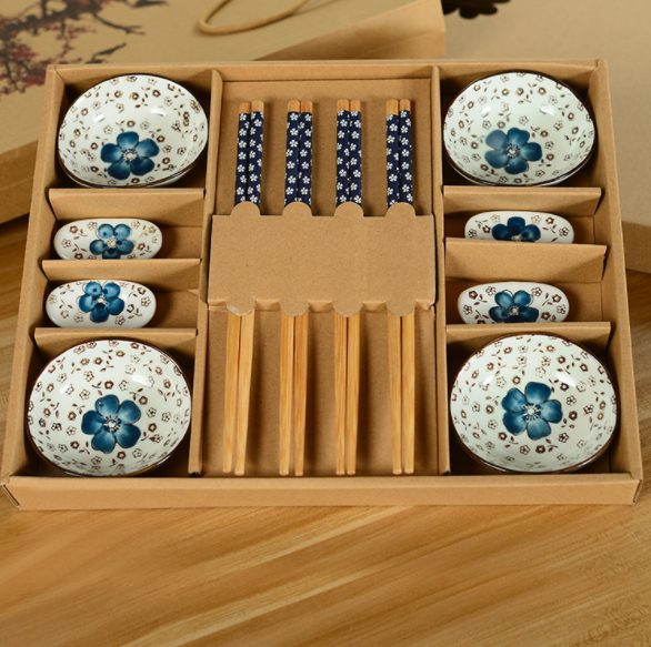 Ceramic Dinnerware Set with Chopsticks Gift Set Warm Home View
