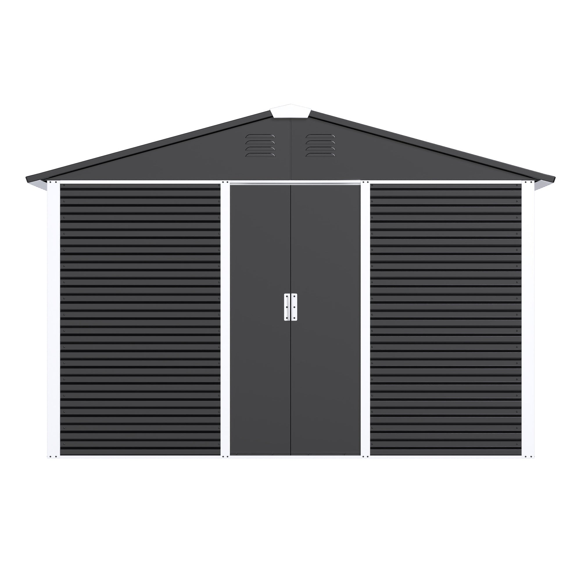Metal Outdoor Garden Storage Shed - Galvanized Steel, 1-Piece Warm Home View