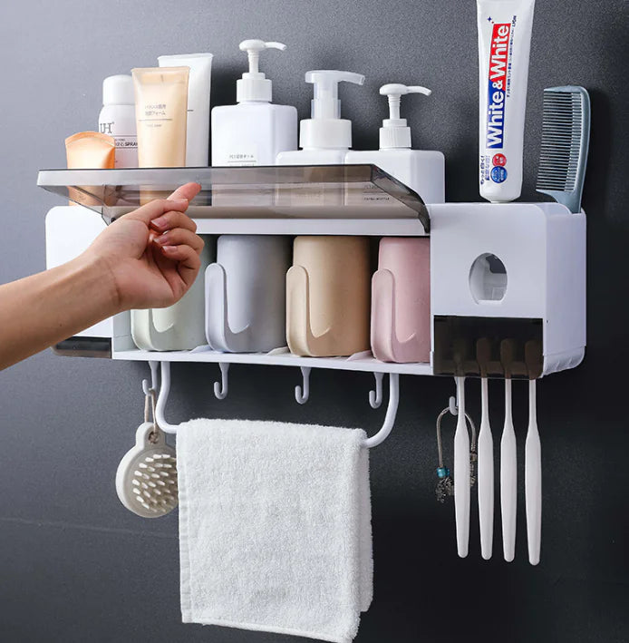 Wall-Mounted Multi-Function Bathroom Organizer Set