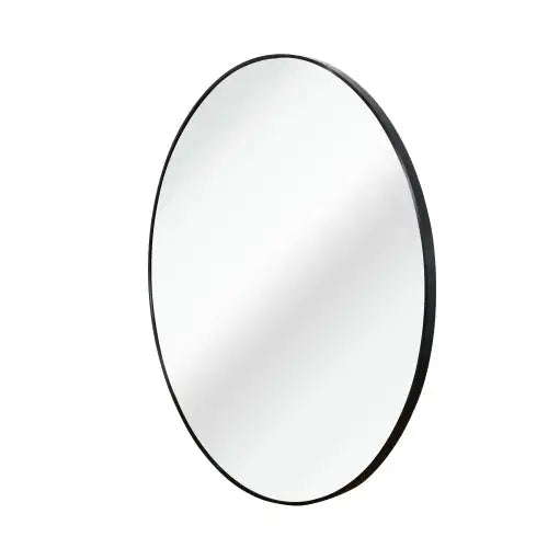 Black 24-Inch Round Metal Bathroom Mirror