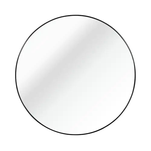 Black 24-Inch Round Metal Bathroom Mirror