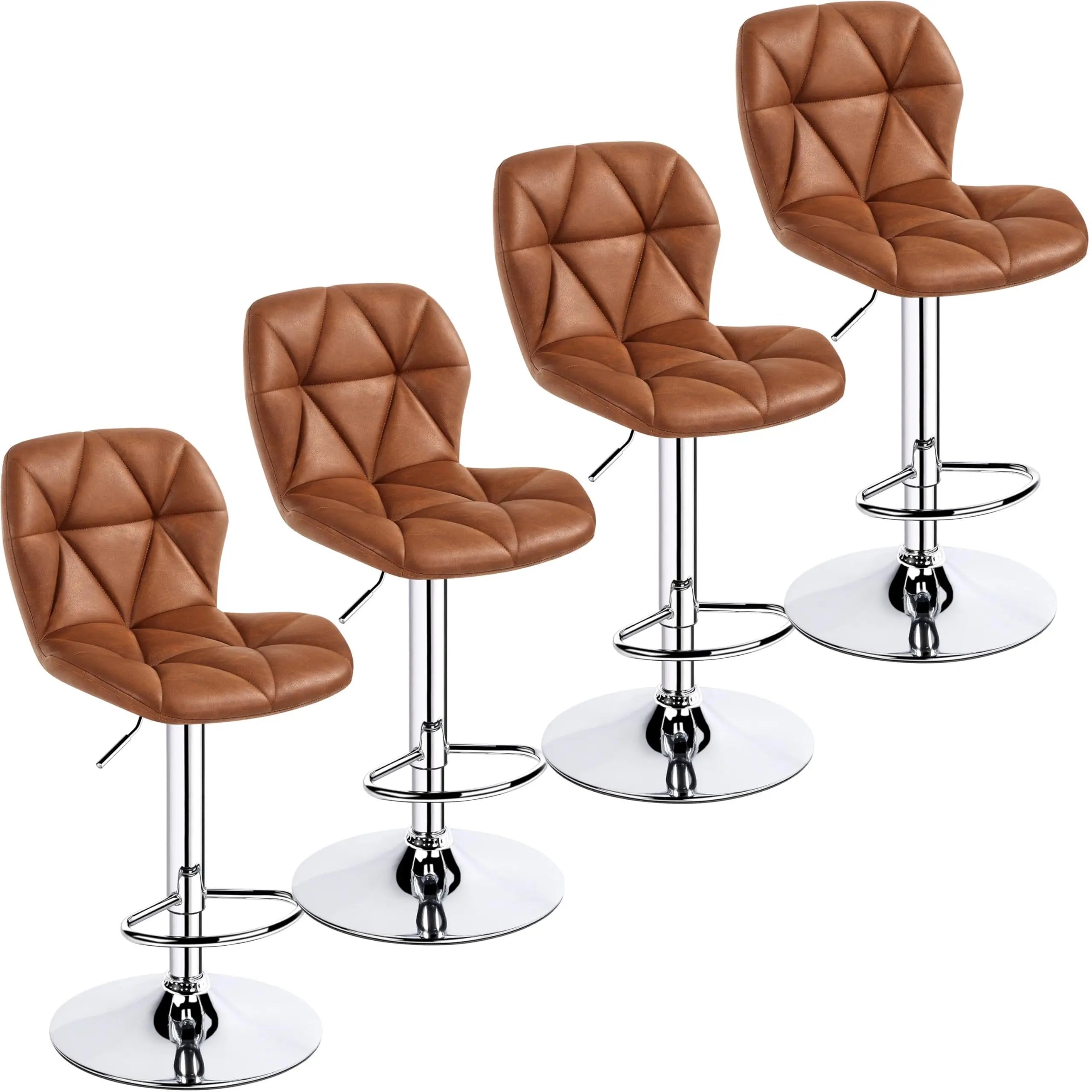 Yaheetech Adjustable Swivel Bar Stools Retro Brown 4-Piece Warm Home View