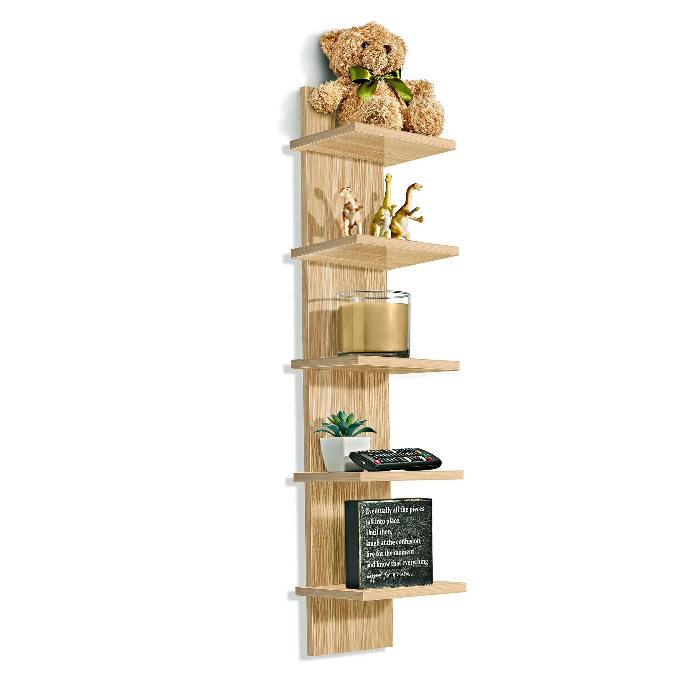 Sorbus 5 Tier Wall Shelf Unit Vertical Column Utility Shelving for Home Decor and Storage Organizer Wall-Mounted Floating Shelves for Bathroom Storage Bedroom Living Room Kitchen Organizer Warm Home View