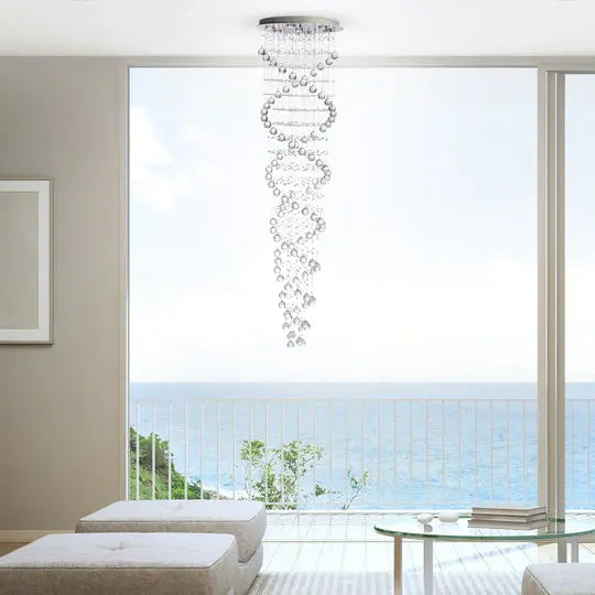 Crystal Chandelier Double Helix// 7 Light, 73" Hanging Length Warm Home View