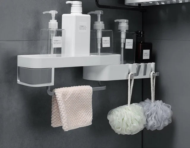 Multifunctional No-Drill Bathroom Storage Rack