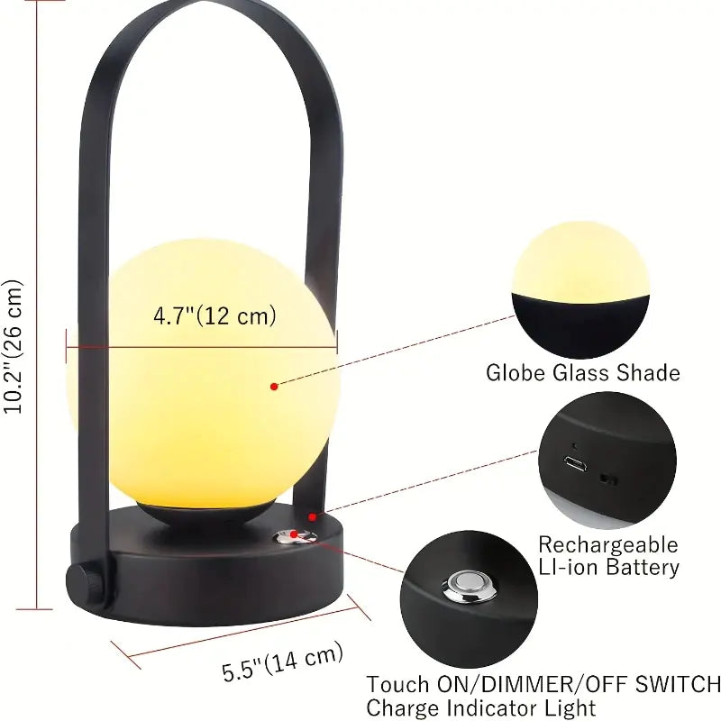 Dimmable Portable Wireless Metal Table Lamp