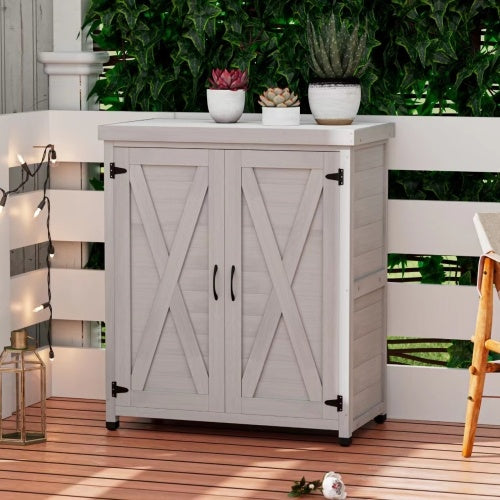 Outdoor Workstation Potting Bench - Cedar Wood/Metal, 1-Piece  Warm Home View