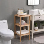 3-Tier Birch Bathroom Shelf, Narrow Shelving Unit, Multifunctional Storage Rack, Corner Rack, For Kitchen, Living Room, Bedroom, Entryway, Bathroom, Natural  Warm Home View