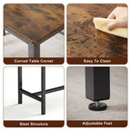 Rustic Brown Bench Dining Table Set Wood/Steel 3-Piece  Warm Home View
