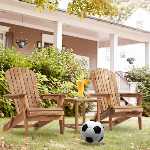 Wooden Outdoor Folding Adirondack Chair Set - Light Brown Hemlock, 2-Piece  Warm Home View