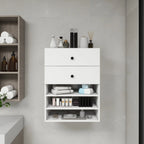 C1 Modular Wooden Closet Organizer System with 2 Drawers 3 Shelves Wall Mount Shelving for Walk in Closet Bedroom Organization Built in Clothes Storage White 23.62''W x 16.04''D x 31.49''H  Warm Home View