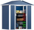 Sloping Roof Outdoor Metal Utility Shed - Galvanized Steel, 1-Piece  Warm Home View
