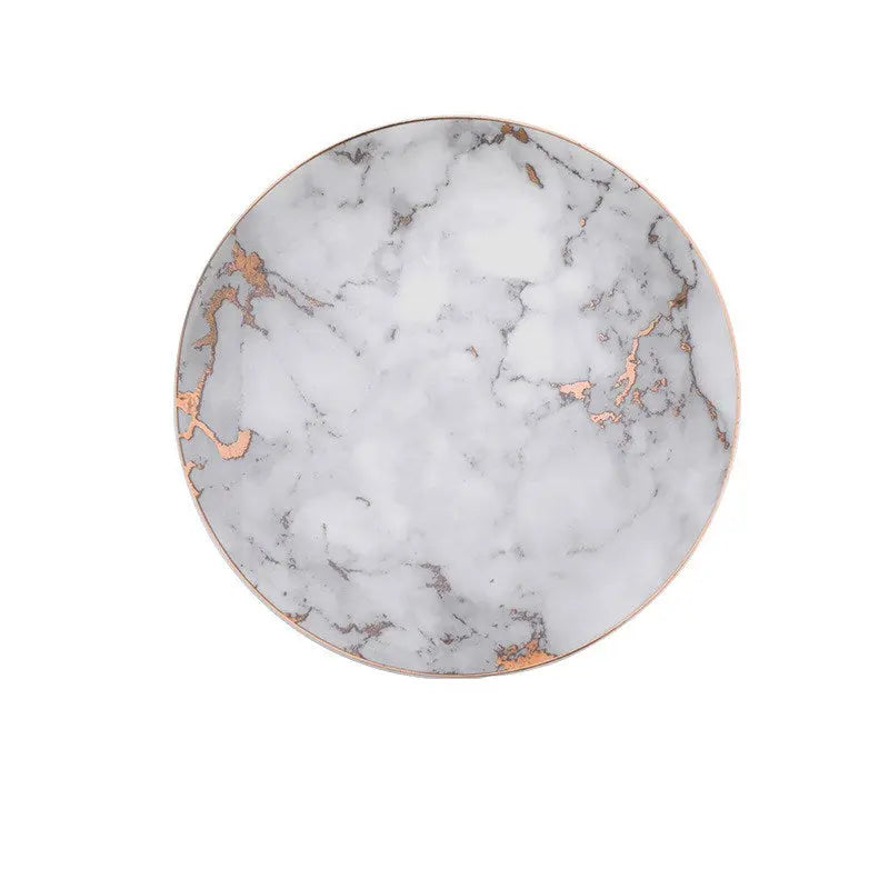 Marble Pattern Plate, Nordic Dinnerware with Gold Edge  Warm Home View