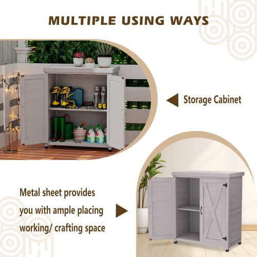Outdoor Workstation Potting Bench - Cedar Wood/Metal, 1-Piece  Warm Home View