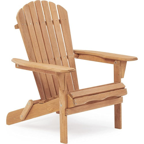 Wooden Outdoor Folding Adirondack Chair Set - Light Brown Hemlock, 2-Piece  Warm Home View