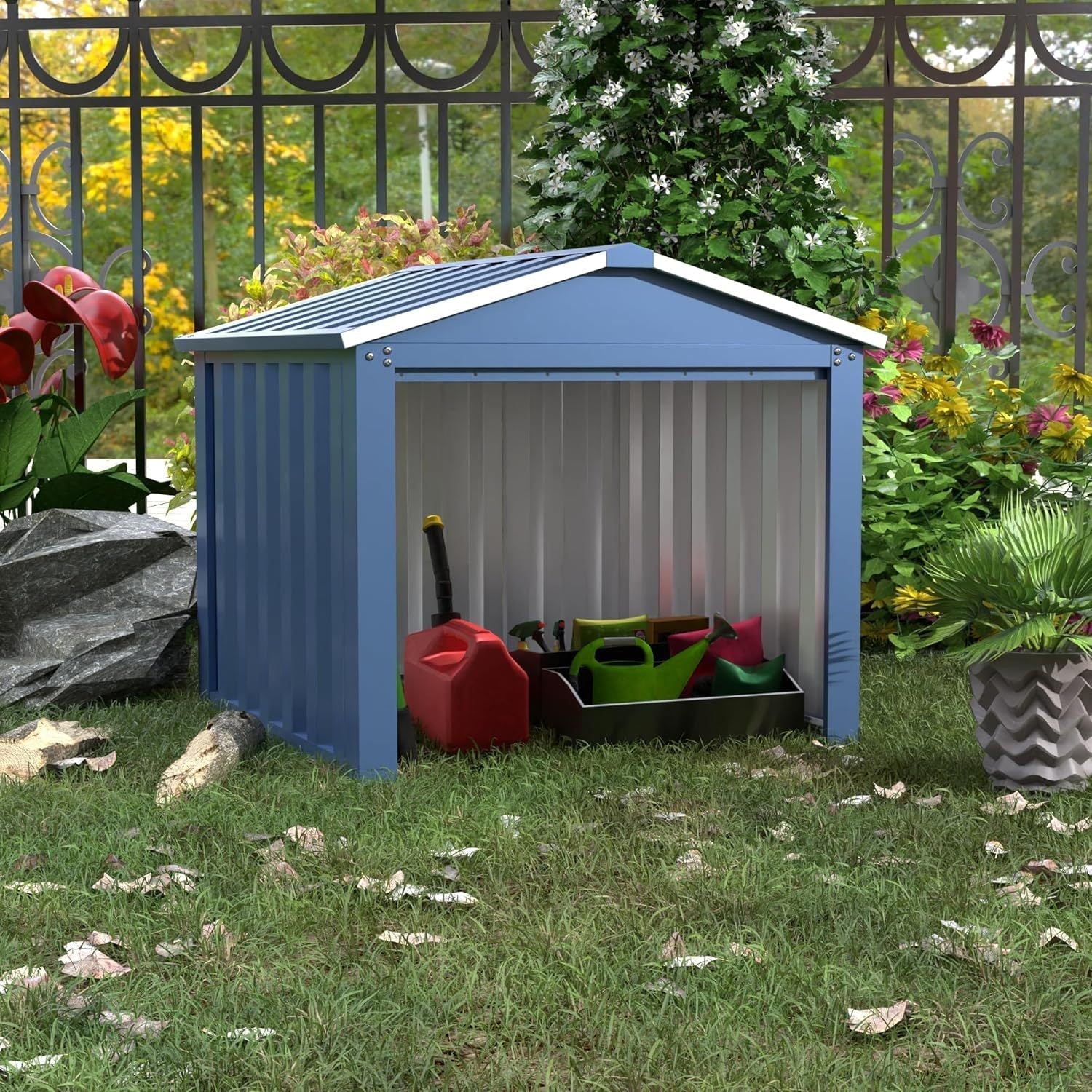 Compact Metal Outdoor Storage Lockers - Galvanized Steel, 1-Piece  Warm Home View