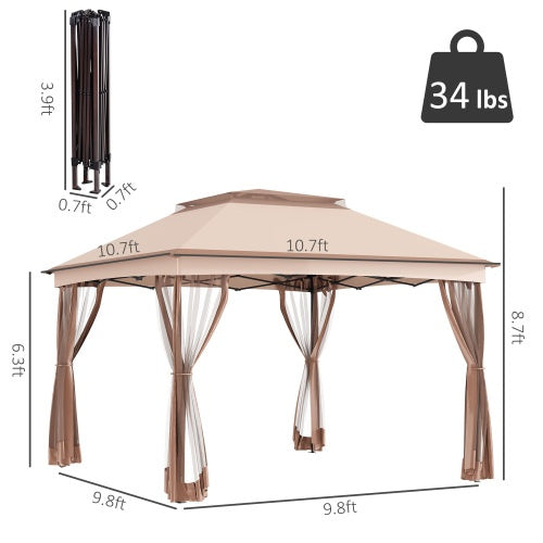 Pop-up Awning Outdoor Patio Gazebo Shelter with Detachable Zipper Net - Metal, 1-Piece  Warm Home View