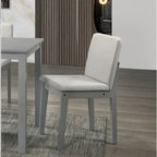 5-Piece Grey Wood Finish Dining Set with 4 Beige Fabric Upholstered Chairs  Warm Home View