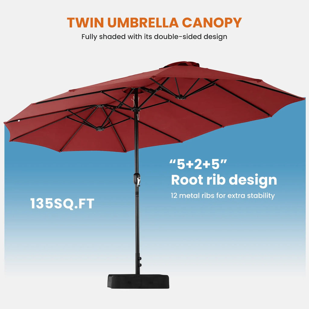 Large Outdoor Patio Umbrella - Polyester, 3-Piece Set  Warm Home View