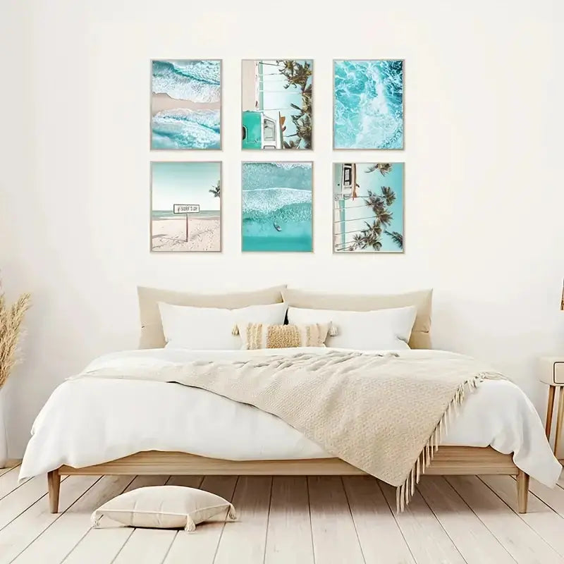 6pcs 7.9x11.8in Decorative Beach Wall Art Set  Warm Home View