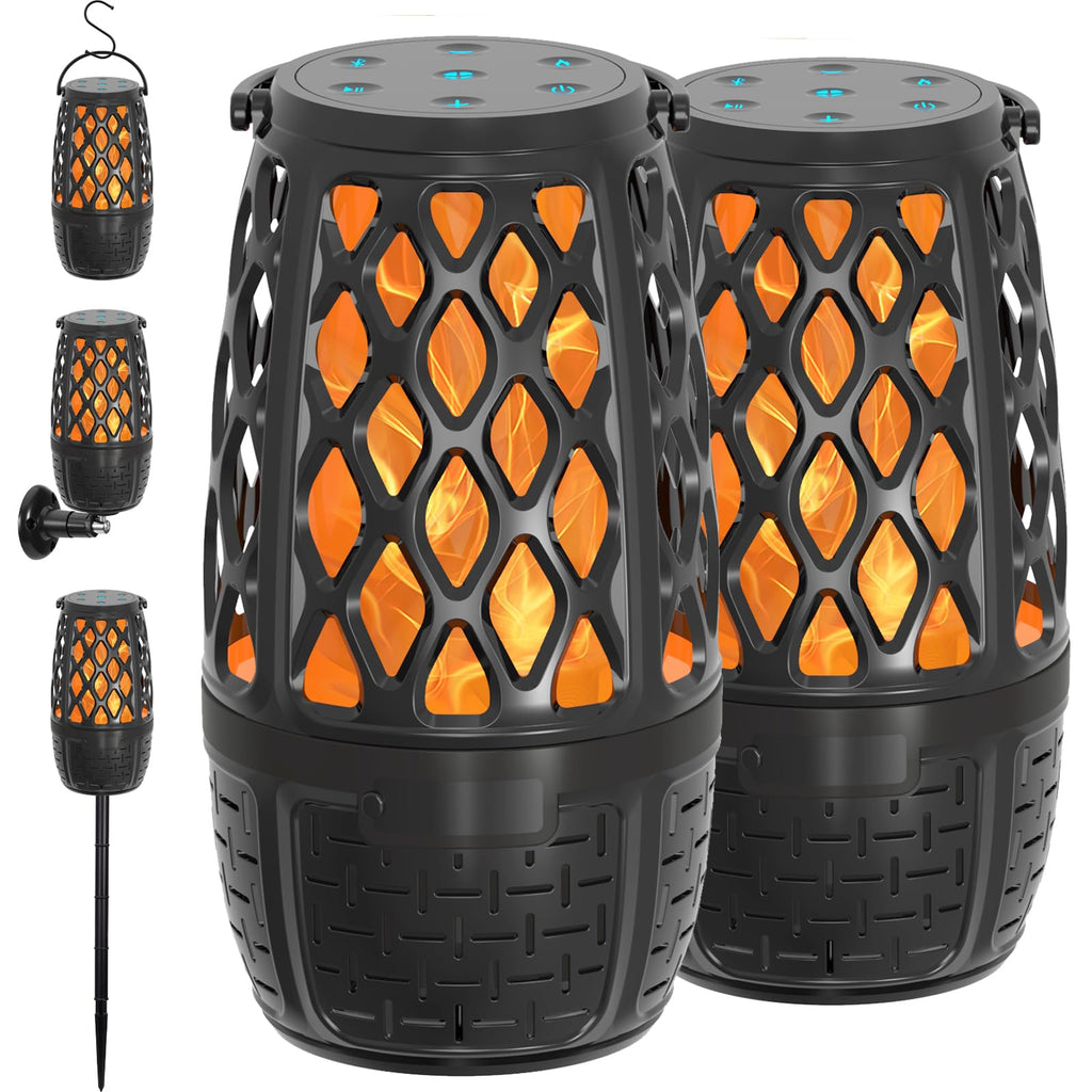Outdoor Bluetooth Speakers with Lights - Plastic, 2-Pack  Warm Home View