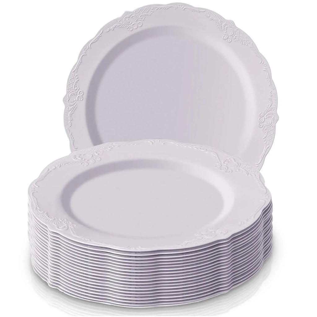 Silver Spoons DISPOSABLE DINNERWARE PLATES | White | 10 Dinner Plates - 10.25" | Vintage Collection  Warm Home View