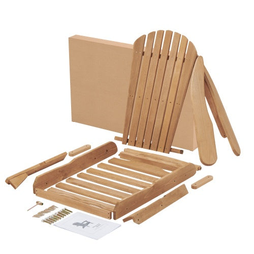 Wooden Outdoor Folding Adirondack Chair Set - Light Brown Hemlock, 2-Piece  Warm Home View
