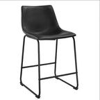 Set of 2 Industrial Black Faux Leather Counter Stools with Durable Steel Frame  Warm Home View