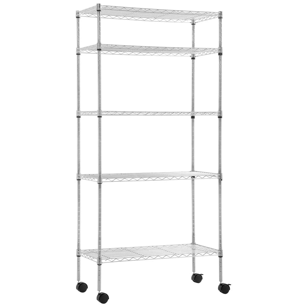 BestOffice 14"x30"x60" Storage Shelves Heavy Duty Shelving 5 Tier Layer Wire Shelving Unit with Wheels Metal Wire Shelf Standing Garage Shelves Storage RackAdjustable NSF Certified (Chrome)  Warm Home View